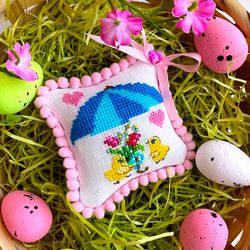SPRING UMBRELLA cross stitch pattern PDF by CrossStitchingForFun Instant Download, EASTER COLLECTION, 4 SEASONS SERIES