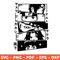 Naruto Characters Eyes Svg, Naruto Svg, Sasuke Svg, Kakashi Svg, Rock Lee Svg, Anime Svg, Png, Dxf, Eps - Download File