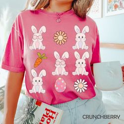 Ladies Christian Easter Shirt, Retro Happy Easter Bunny with Glasses Shirts For Women - T226
