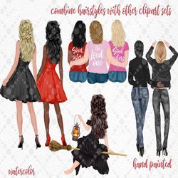 hairstyles clipart: "girls clipart" custom hairstyles long hair girls hair clipart planner clipart fashion hairstyles bl