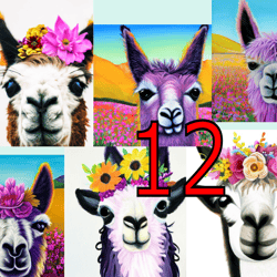 scrapbooking card set pocket card - lama with flowers -4