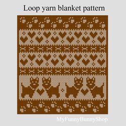 Loop yarn Puppies blanket pattern PDF
