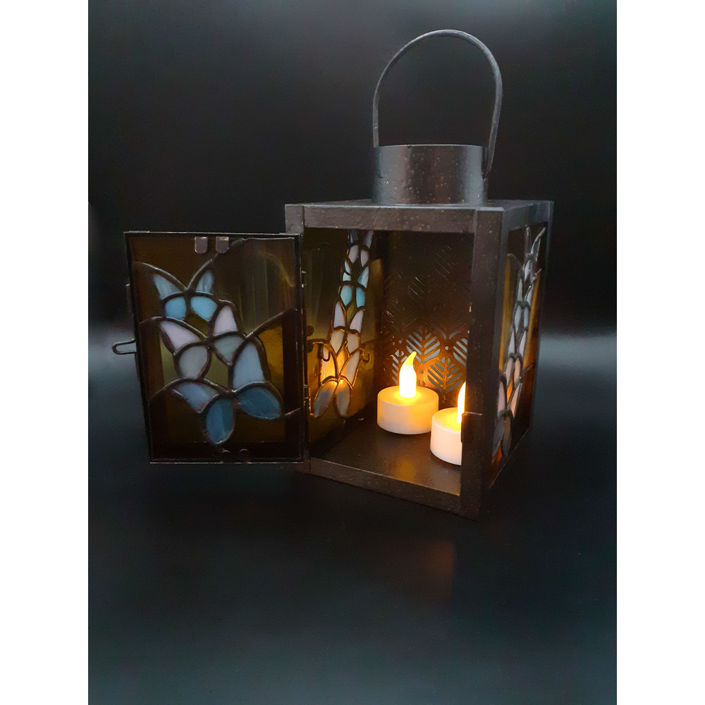 Stained Glass Lamp Butterfly Stained Glass Candle Holder Goth Decor Tealight Stained Glass Suncatcher Witchy Decor 2