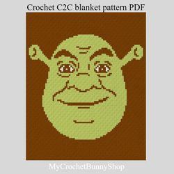 Crochet C2C Shrek graphgan blanket pattern PDF Download