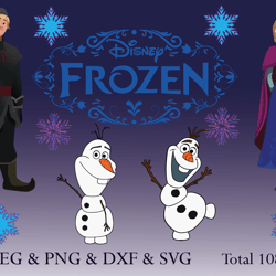 frozen clipart, frozen svg, frozen png, frozen character, total 108 files, instant download