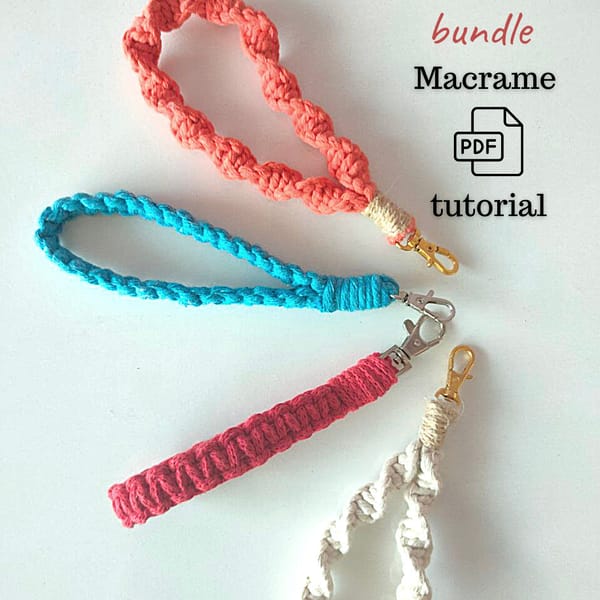 Macrame Keychain Pattern PDF Wristlet Key chain Macrame for - Inspire ...