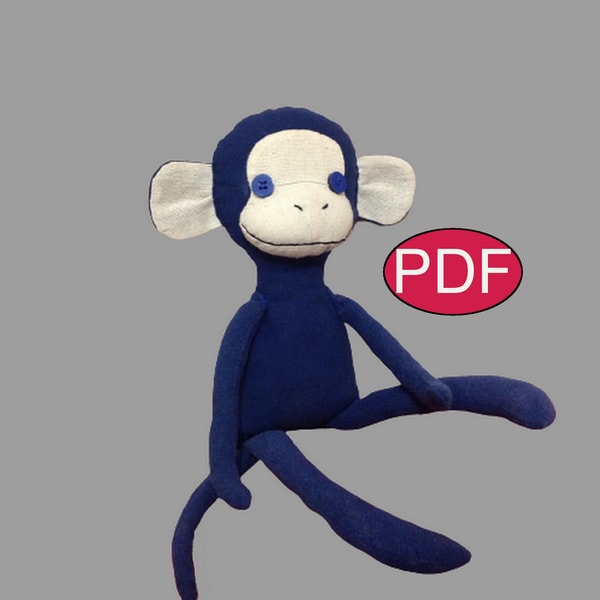 Monkey Pattern Tutorial PDF Monkey sewing pattern Monkey toy | Inspire ...