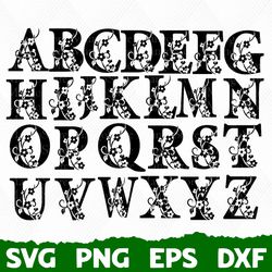Floral Alphabet Bundle svg, Font Bundle, Floral Alphabet SVG, Flower Alphabet, SVG Font, Crafting Font, Farmhouse Font