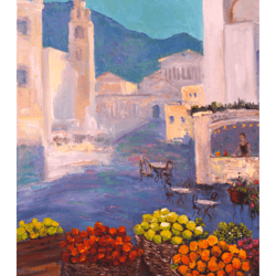 Italian Town Painting Summer Original Art Impressionist Art Impasto Artwork Italy Painting 20"x16" by KseniaDeArtGallery
