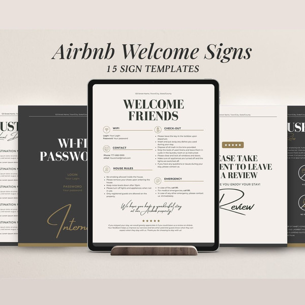 15 Airbnb Welcome Sign Template, 15 Posters, VRBO guest book, house manual template, Guest guide, Airbnb decor (1).jpg