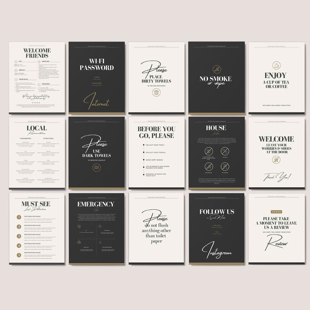 15 Airbnb Welcome Sign Template, 15 Posters, VRBO guest book, house manual template, Guest guide, Airbnb decor (9).jpg