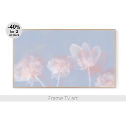 Frame TV art blue abstract painting flowers pink, Modern spring blossom Samsung Frame TV art digital download 4K | 477
