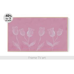 Samsung Frame art digital download, Frame TV Art abstract painting flowers white pink tulips minimalist modern | 478