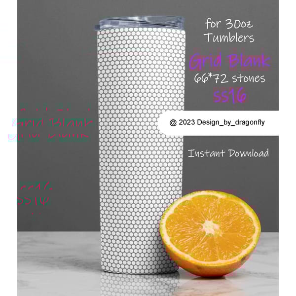 Grid Blank ss16 Rhinestone tumbler Template / 30oz / 66*72st - Inspire ...