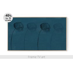 Samsung Frame TV Art abstract blue painting flower botanical modern minimalist,  Frame TV art digital download 4K | 481