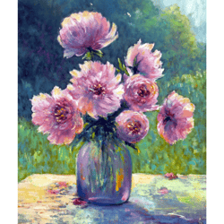 Peony Painting Floral Original Art Impressionist Art Impasto Artwork Flowers Painting 20"x16" by KseniaDeArtGallery