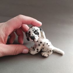 dolmatian -soft doll dog. miniature knitted puppy. amigurumi dog. cute puppy toy