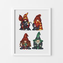 gnome wizard cross stitch pattern, movie cross stitch chart, schooll of wizardy cross stitch, fairy cross stitch, pdf
