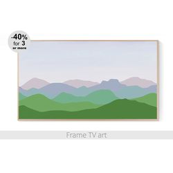 Samsung Frame TV Art landscape abstract geometric green minimalist boho mountains, Frame TV art Digital Download | 464