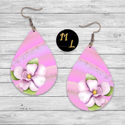 Flowers teardrop sublimation,Earrings sublimation design,Pink sublimation png,Earrings templates