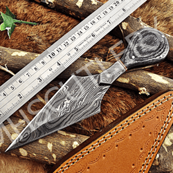custom handmade damascus steel dagger knife with wood handle.
