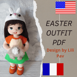 Easter-themed Crochet Template: Make an Adorable Rabbit Butt Pocket Dress, Shoes, and Hats with Rabbit Ears