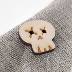 Wooden skull buttons set of 20, Scrapbooking embellishments, witch buttons
