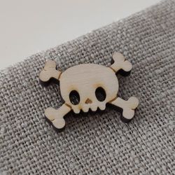 Wooden Skull and Crossbones Buttons, Knitting embellishments, Gothic Buttons