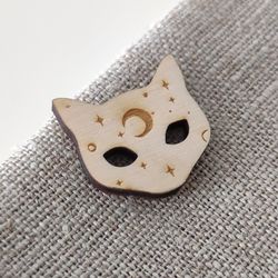 wooden cat buttoms set of 20, knitting embellishments, doll making components, craft supplies