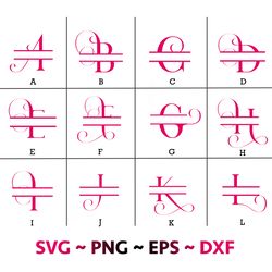 Fancy Split letters SVG bundle, Fancy alphabets files, SVG files for cricut, Digital download, instant download