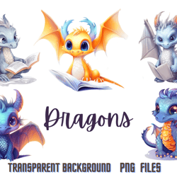 dragons png clipart ,dragon transparent files,digital download