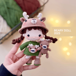 Beary pattern Deer doll amigurumi crochet pattern English PDF