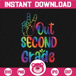 peace out 2nd grade tie dye svg, graduation class of 2022 senior svg, 2nd grade svg, end of year svg, last day of school