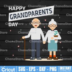 happy grandparents day svg, grandparents shirt design, grandparents gift, cricut cutting file, clipart vector