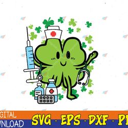 st patricks day nurse shamrock saint pattys scrub svg, eps, png, dxf, digital download