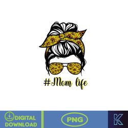 messy bun life hair glasses png, momlife png, mom png, mother png, women png, messy bun png, usa mom png, files for subl