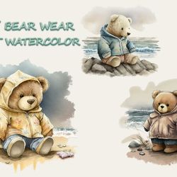 Teddy Bear Wear Coast Watercolor