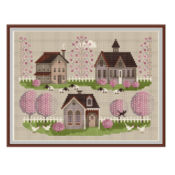 Cross Stitch Pattern Sampler Winter Village Embroidery Digital PDF File Instant Download 205