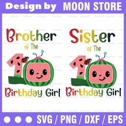 cocomelon brother and sister of birthday girl svg, coco melon svg, cocomelon bundle svg, cocomelon birthday svg, waterme