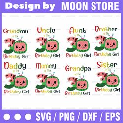 bundle 8 files cocomelon of birthday girl png, coco melon png, cocomelon bundle png, cocomelon birthday png, watermelon