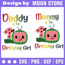 cocomelon mommy and daddy of birthday girl svg, coco melon svg, cocomelon bundle svg, cocomelon birthday svg, watermelon