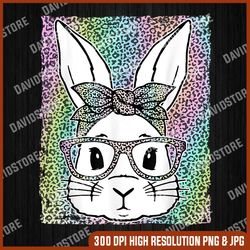 cute colorful leopard easter bunny glasses headband, easter png, happy easter png, easter day png, easter sublimation