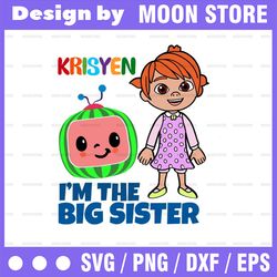 cocomelon personalized name i'm the big sister svg big sister svg coco melon svg cocomelon svg cocomelon birthday waterm