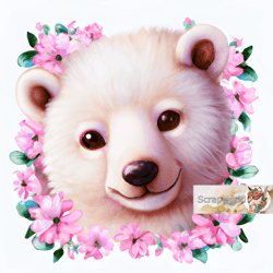 white bear illustration with pink flowers-18
