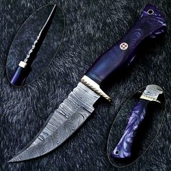 Handmade Damascus Full Tang Bowie Hunting Knife
