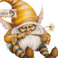 Illustration of a bee gnome, honey gnome-14