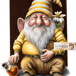 Illustration of a bee gnome, honey gnome-24