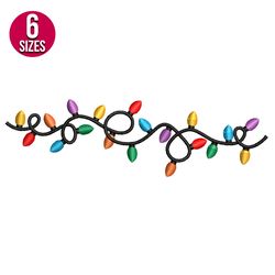 christmas lights embroidery design, machine embroidery pattern, instant download