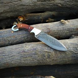 10 inches Custom Handmade Smashed Carbon Steel Wood Handle Survival, Hunting Knife