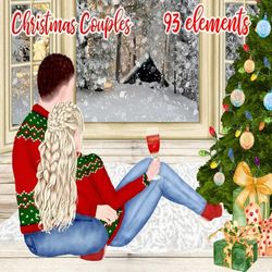 Christmas Couples Clipart: "WINTER COUPLES CLIPART" Holiday clipart Custom couples Portrait Creator Customizable clipart